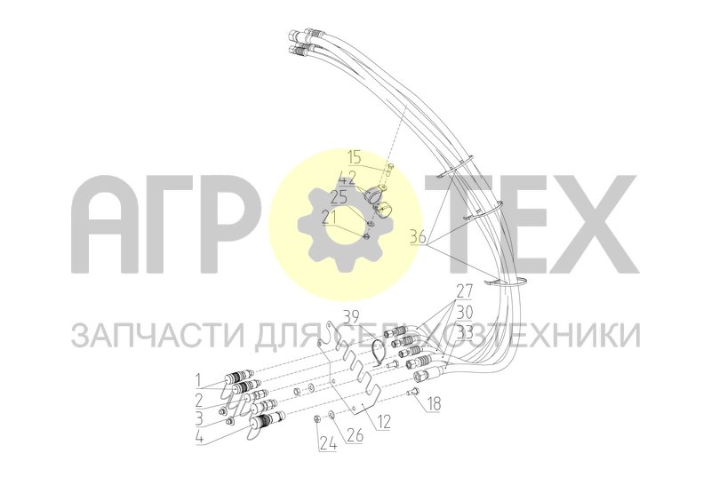 Чертеж Установка рукавов подключения адаптера (S300.09.56.100А)